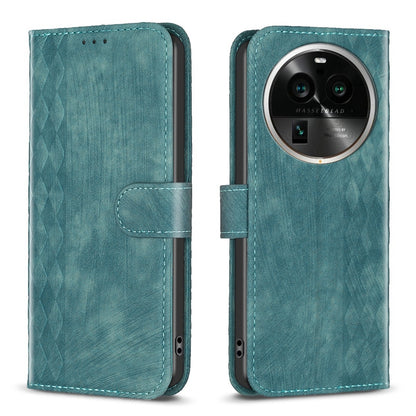 OPPO Find X6 Pro Case - Embossed Plaid Leather Wallet Cover with Card Slots, Kickstand, and 360 degree Protection