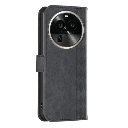 OPPO Find X6 Pro Case - Embossed Plaid Leather Wallet Cover with Card Slots, Kickstand, and 360 degree Protection