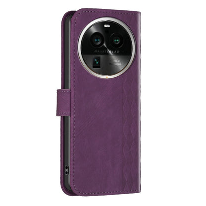 OPPO Find X6 Pro Case - Embossed Plaid Leather Wallet Cover with Card Slots, Kickstand, and 360 degree Protection