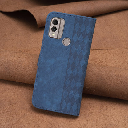 Nokia C22 Case - Embossed Plaid Leather Wallet Cover with Card Slots, Kickstand, and 360 degree Protection