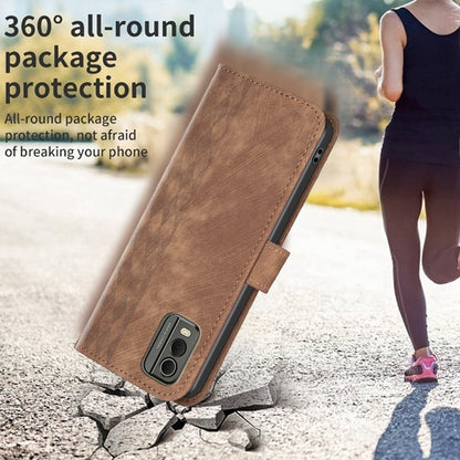 Nokia C32 Case - Embossed Plaid Leather Wallet Cover with Card Slots, Kickstand, and 360 degree Protection