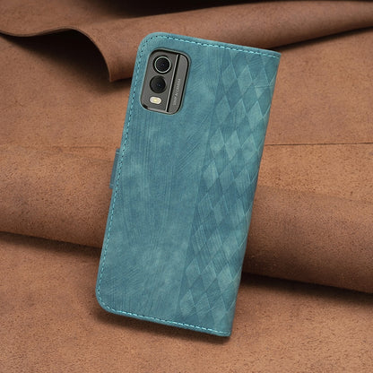 Nokia C32 Case - Embossed Plaid Leather Wallet Cover with Card Slots, Kickstand, and 360 degree Protection