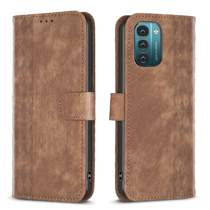 Nokia G11 Case - Embossed Plaid Leather Wallet Cover with Card Slots, Kickstand, and 360 degree Protection