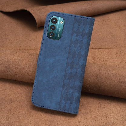 Nokia G21 Case - Embossed Plaid Leather Wallet Cover with Card Slots, Kickstand, and 360 degree Protection