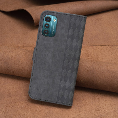 Nokia G21 Case - Embossed Plaid Leather Wallet Cover with Card Slots, Kickstand, and 360 degree Protection