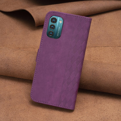 Nokia G11 Case - Embossed Plaid Leather Wallet Cover with Card Slots, Kickstand, and 360 degree Protection