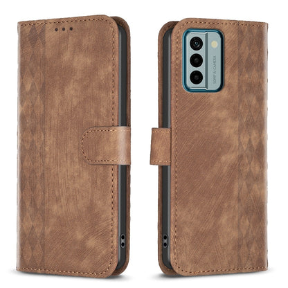 Nokia G22 Case - Embossed Plaid Leather Wallet Cover with Card Slots, Kickstand, and 360 degree Protection