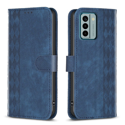 Nokia G22 Case - Embossed Plaid Leather Wallet Cover with Card Slots, Kickstand, and 360 degree Protection