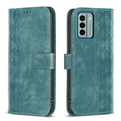 Nokia G22 Case - Embossed Plaid Leather Wallet Cover with Card Slots, Kickstand, and 360 degree Protection
