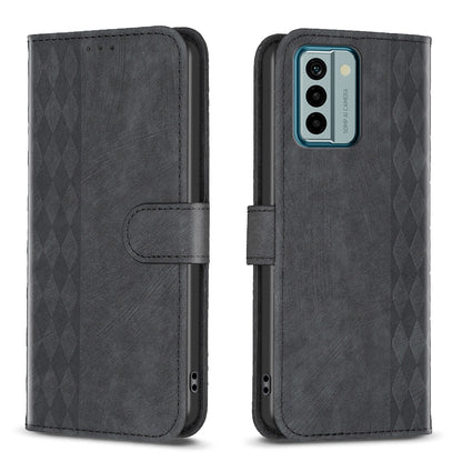 Nokia G22 Case - Embossed Plaid Leather Wallet Cover with Card Slots, Kickstand, and 360 degree Protection
