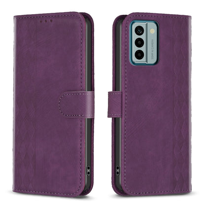 Nokia G22 Case - Embossed Plaid Leather Wallet Cover with Card Slots, Kickstand, and 360 degree Protection