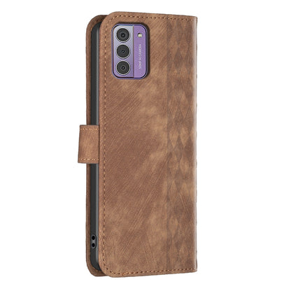 Nokia G42 Case - Embossed Plaid Leather Wallet Cover with Card Slots, Kickstand, and 360 degree Protection