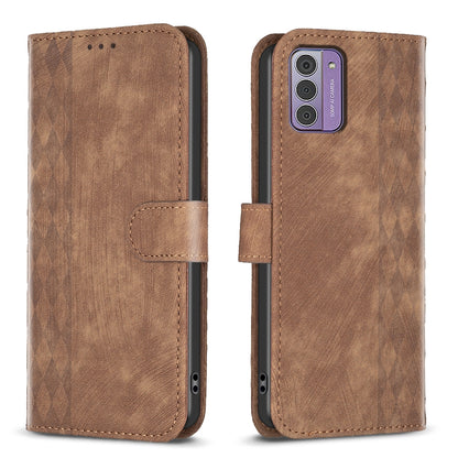 Nokia G42 Case - Embossed Plaid Leather Wallet Cover with Card Slots, Kickstand, and 360 degree Protection