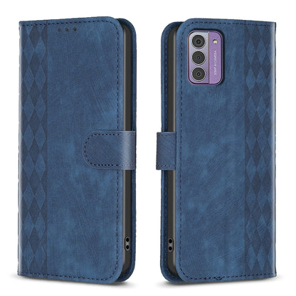 Nokia G42 Case - Embossed Plaid Leather Wallet Cover with Card Slots, Kickstand, and 360 degree Protection