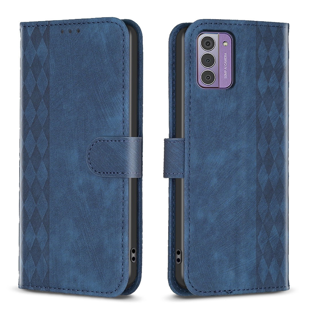 Nokia G310 Case - Embossed Plaid Leather Wallet Cover with Card Slots, Kickstand, and 360 degree Protection