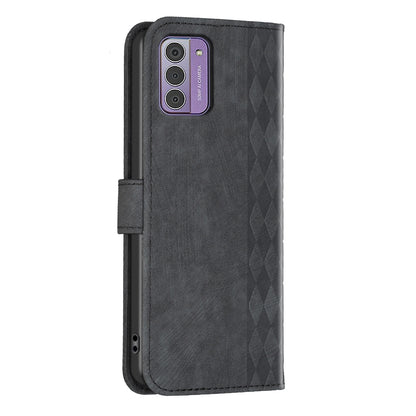 Nokia G310 Case - Embossed Plaid Leather Wallet Cover with Card Slots, Kickstand, and 360 degree Protection