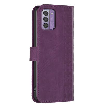 Nokia G310 Case - Embossed Plaid Leather Wallet Cover with Card Slots, Kickstand, and 360 degree Protection