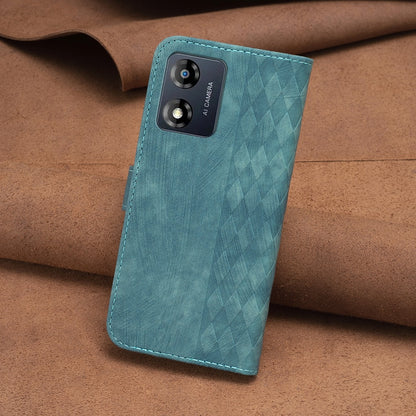 Motorola Moto E13 4G Case - Embossed Plaid Leather Wallet Cover with Card Slots, Kickstand, and 360 degree Protection