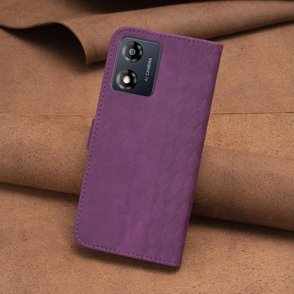 Motorola Moto E13 4G Case - Embossed Plaid Leather Wallet Cover with Card Slots, Kickstand, and 360 degree Protection