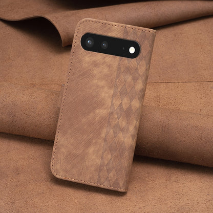 Google Pixel 7 Case - Embossed Plaid Leather Wallet Cover with Card Slots, Kickstand, and 360 degree Protection