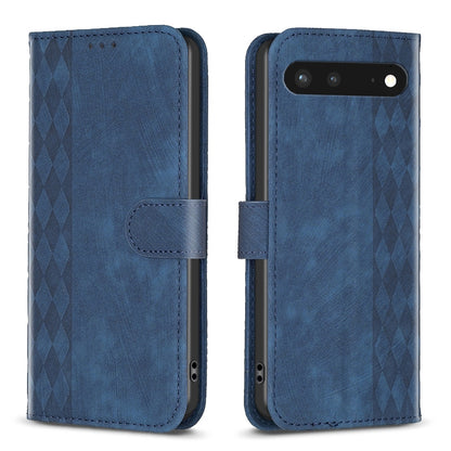 Google Pixel 7 Case - Embossed Plaid Leather Wallet Cover with Card Slots, Kickstand, and 360 degree Protection