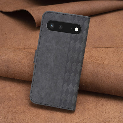 Google Pixel 7 Case - Embossed Plaid Leather Wallet Cover with Card Slots, Kickstand, and 360 degree Protection