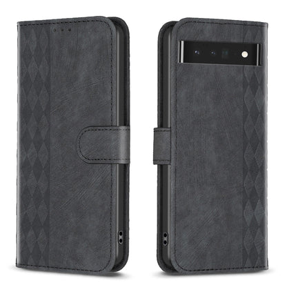 Google Pixel 7 Pro Case - Embossed Plaid Leather Wallet Cover with Card Slots, Kickstand, and 360 degree Protection