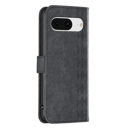 Google Pixel 8 Case - Embossed Plaid Leather Wallet Cover with Card Slots, Kickstand, and 360 degree Protection