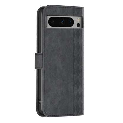 Google Pixel 8 Pro Case - Embossed Plaid Leather Wallet Cover with Card Slots, Kickstand, and 360 degree Protection