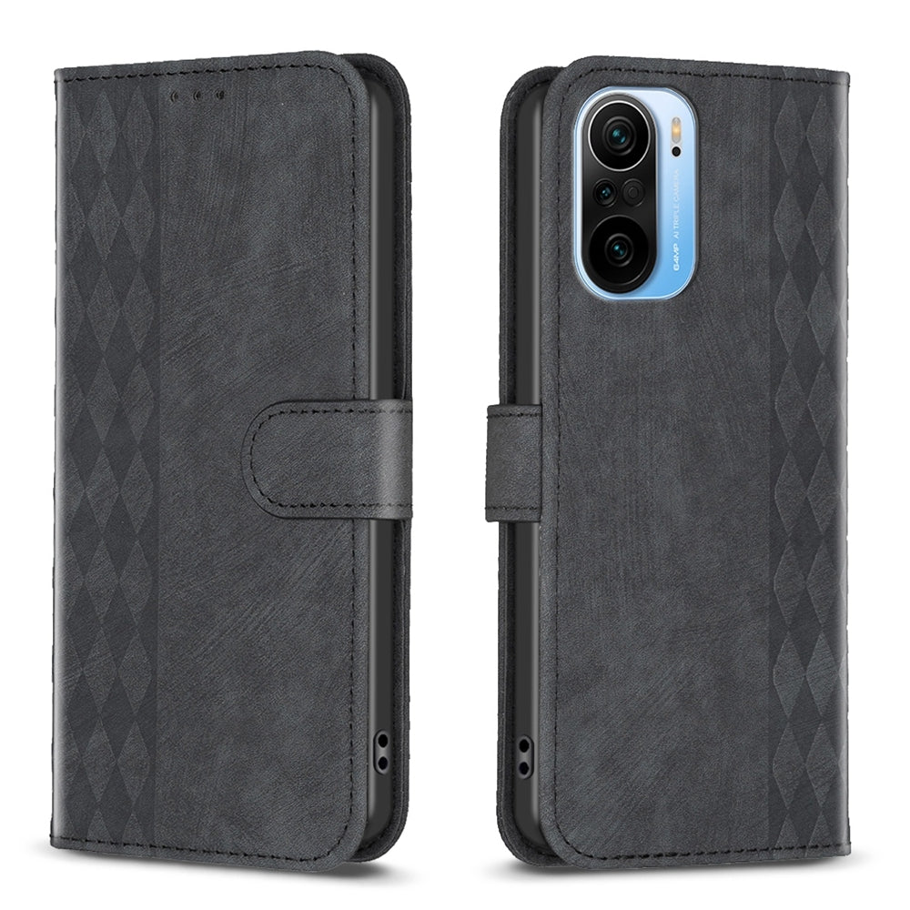 Xiaomi 11i Case - Embossed Plaid Leather Wallet Cover with Card Slots, Kickstand, and 360 degree Protection