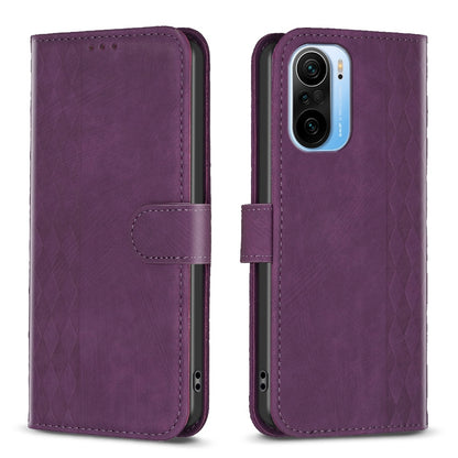 Xiaomi 11i Case - Embossed Plaid Leather Wallet Cover with Card Slots, Kickstand, and 360 degree Protection