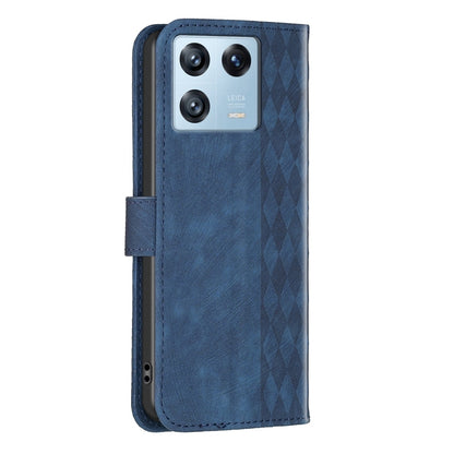 Xiaomi 13 Pro Case - Embossed Plaid Leather Wallet Cover with Card Slots, Kickstand, and 360 degree Protection