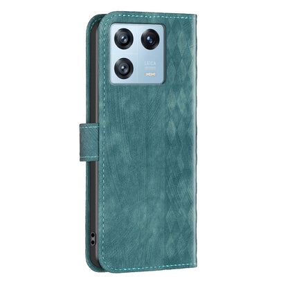 Xiaomi 13 Pro Case - Embossed Plaid Leather Wallet Cover with Card Slots, Kickstand, and 360 degree Protection