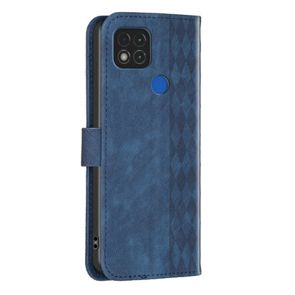 Xiaomi Redmi 9C Case - Embossed Plaid Leather Wallet Cover with Card Slots, Kickstand, and 360 degree Protection