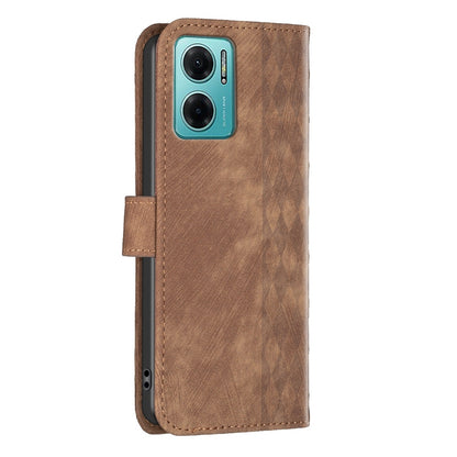 Xiaomi Redmi 10 5G Case - Embossed Plaid Leather Wallet Cover with Card Slots, Kickstand, and 360 degree Protection