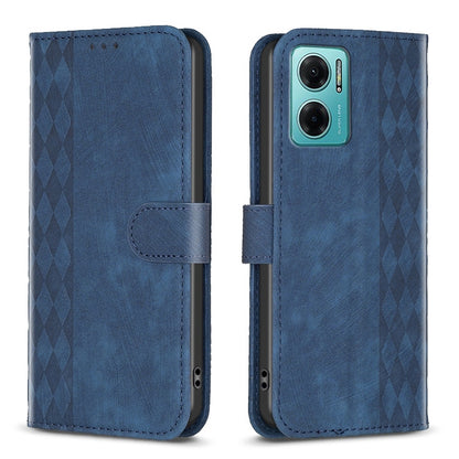 Xiaomi Redmi 10 5G Case - Embossed Plaid Leather Wallet Cover with Card Slots, Kickstand, and 360 degree Protection