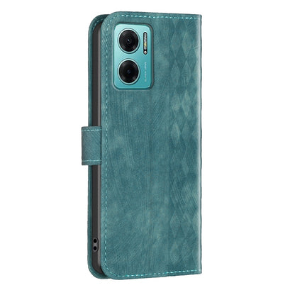 Xiaomi Redmi Note 11E Case - Embossed Plaid Leather Wallet Cover with Card Slots, Kickstand, and 360 degree Protection