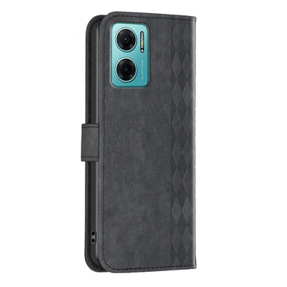 Xiaomi Redmi 10 5G Case - Embossed Plaid Leather Wallet Cover with Card Slots, Kickstand, and 360 degree Protection