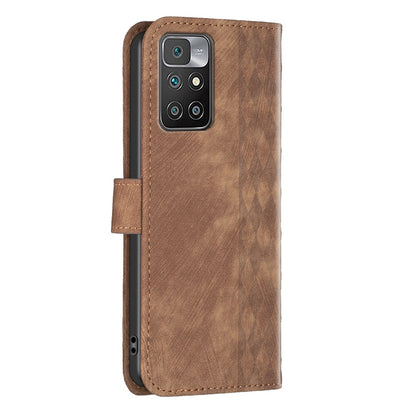 Xiaomi Redmi 10 2022 Case - Embossed Plaid Leather Wallet Cover with Card Slots, Kickstand, and 360 degree Protection