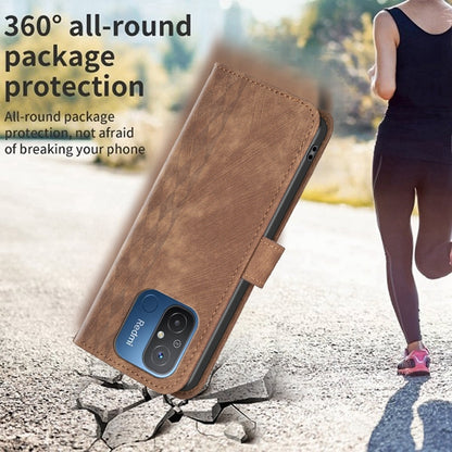 Xiaomi Redmi 12C Case - Embossed Plaid Leather Wallet Cover with Card Slots, Kickstand, and 360 degree Protection