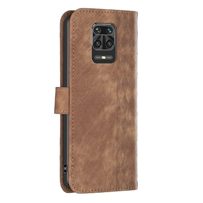 Xiaomi Redmi Note 9 Pro Case - Embossed Plaid Leather Wallet Cover with Card Slots, Kickstand, and 360 degree Protection