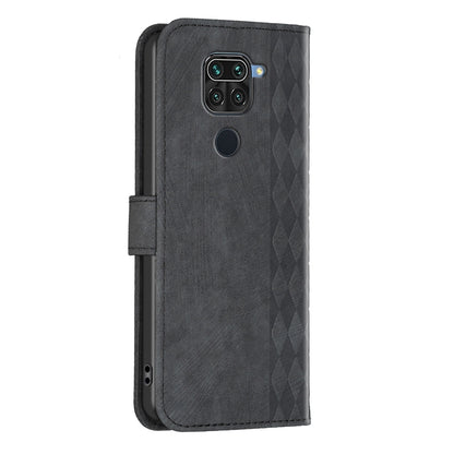 Xiaomi Redmi Note 9 Case - Embossed Plaid Leather Wallet Cover with Card Slots, Kickstand, and 360 degree Protection