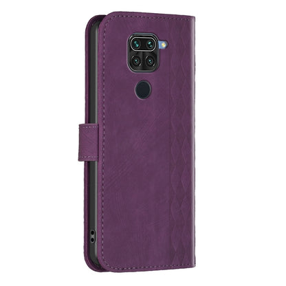 Xiaomi Redmi Note 9 Case - Embossed Plaid Leather Wallet Cover with Card Slots, Kickstand, and 360 degree Protection