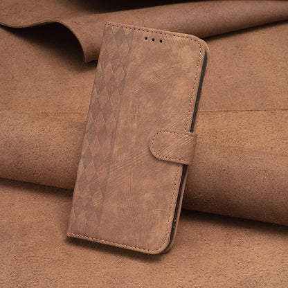 Xiaomi Redmi 12 4G Case - Embossed Plaid Leather Wallet Cover with Card Slots, Kickstand, and 360 degree Protection