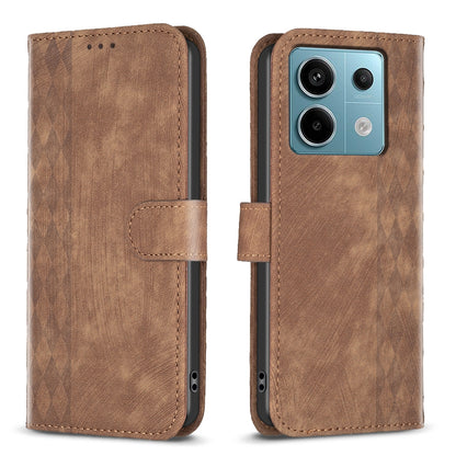 Xiaomi Redmi Note 13 Pro 5G Case - Embossed Plaid Leather Wallet Cover with Card Slots, Kickstand, and 360 degree Protection