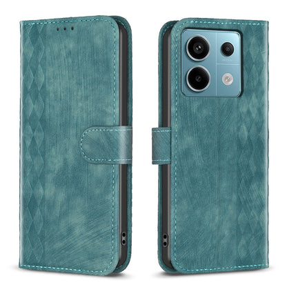 Xiaomi Redmi Note 13 Pro 5G Case - Embossed Plaid Leather Wallet Cover with Card Slots, Kickstand, and 360 degree Protection