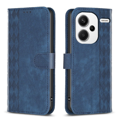 Xiaomi Redmi Note 13 Pro+ 5G Case - Embossed Plaid Leather Wallet Cover with Card Slots, Kickstand, and 360 degree Protection