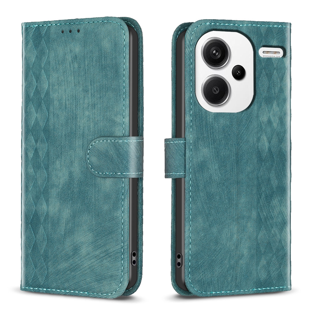 Xiaomi Redmi Note 13 Pro+ 5G Case - Embossed Plaid Leather Wallet Cover with Card Slots, Kickstand, and 360 degree Protection