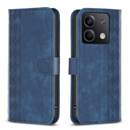 Xiaomi Redmi Note 13 Case - Embossed Plaid Leather Wallet Cover with Card Slots, Kickstand, and 360 degree Protection