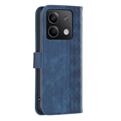 Xiaomi Redmi Note 13 Case - Embossed Plaid Leather Wallet Cover with Card Slots, Kickstand, and 360 degree Protection